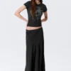 Mid Rise Panelled Maxi Skirt – Black