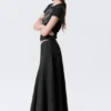 Mid Rise Panelled Maxi Skirt – Black