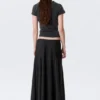 Mid Rise Panelled Maxi Skirt – Black