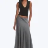 Mid Rise Panelled Maxi Skirt – Dark Grey Melange