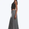Mid Rise Panelled Maxi Skirt – Dark Grey Melange