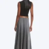 Mid Rise Panelled Maxi Skirt – Dark Grey Melange