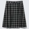 Mid Rise Pleated Midi Skirt – Checked