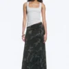 Mid Rise Printed Maxi Skirt – Khaki Green – Camouflage