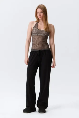 Mid Rise Relaxed Pyjama Trousers – Black