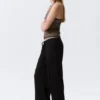 Mid Rise Relaxed Pyjama Trousers – Black
