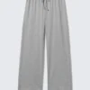 Mid Rise Relaxed Pyjama Trousers – Grey Melange