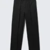 Mid Rise Relaxed Straight Leg Chino Trousers – Black