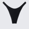 Mid-Rise Ruched Brazilian Bikini Bottoms – Black