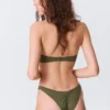 Mid-Rise Ruched Brazilian Bikini Bottoms – Dark Green