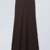 Mid Rise Slim Fit Maxi Skirt – Dark Brown