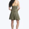 Mid Rise Tie Waist Midi Skirt – Khaki Green