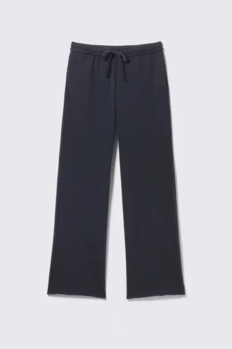 Mid Rise Wide Leg Terry Pyjama Trousers – Dark Blue