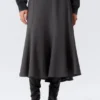 Midi Slim Volume Skirt – Striped Dark Grey