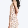 Midi Square Neck Slit Dress – White – Pink Floral