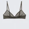 Mila Printed Mesh Triangle Bra – Dark Brown