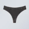 Miley Washed Cotton Thong – Bleach Washed Black