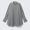 Mini Cotton Poplin Shirt Dress – Striped Grey