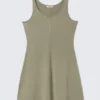 Mini Jersey Tank Dress – Khaki Green