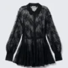 Mini Lace Shirt Dress – Black