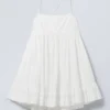 Mini Poplin Strap Dress – White