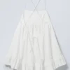 Mini Poplin Strap Dress – White
