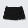 Mini Suede Wrap Skirt – Black