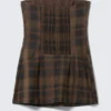Mini Tube Suiting Dress – Checked Dark Brown