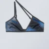 Minimal Asymmetric Printed Bikini Top – Speed Blue