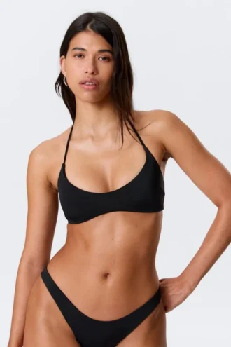 Minimal Halter Bikini Top – Black