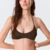 Minimal Halter Bikini Top – Dark Brown