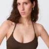 Minimal Halter Bikini Top – Dark Brown