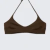 Minimal Halter Bikini Top – Dark Brown