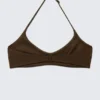 Minimal Halter Bikini Top – Dark Brown