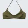 Minimal Halter Bikini Top – Dark Green