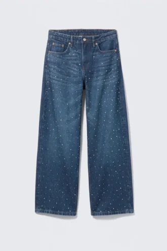Missy Embellished Low Rise Straight Leg Jeans – Embellished Blue – Dark Blue