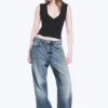 Missy Low Rise Loose Straight Jeans – Blue Horses – Medium Blue