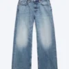 Missy Low Rise Loose Straight Jeans – Blue Horses – Medium Blue
