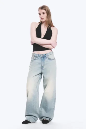 Missy Low Rise Loose Straight Jeans – Broken Blue – Light Blue