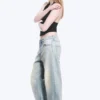 Missy Low Rise Loose Straight Jeans – Broken Blue – Light Blue