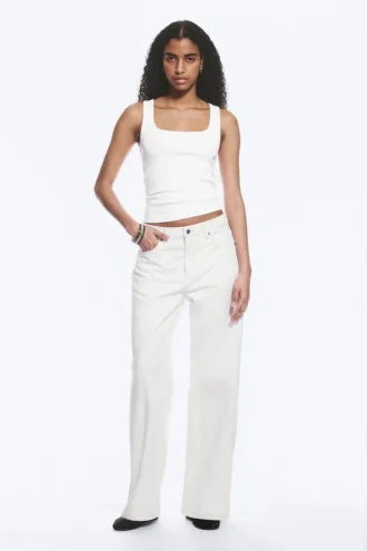 Missy Low Rise Loose Straight Jeans – Dirty White – White