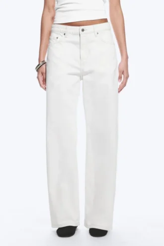 Missy Low Rise Loose Straight Jeans – Dirty White – White