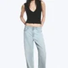 Missy Low Rise Loose Straight Jeans – Ghost Blue – Light Blue