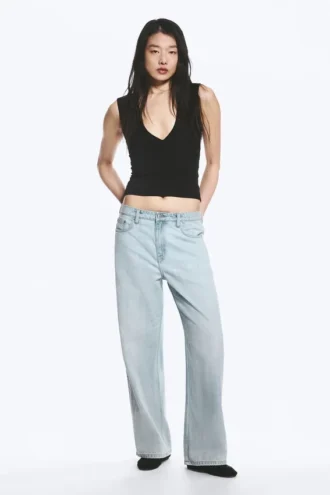 Missy Low Rise Loose Straight Jeans – Ghost Blue – Light Blue