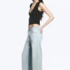 Missy Low Rise Loose Straight Jeans – Ghost Blue – Light Blue