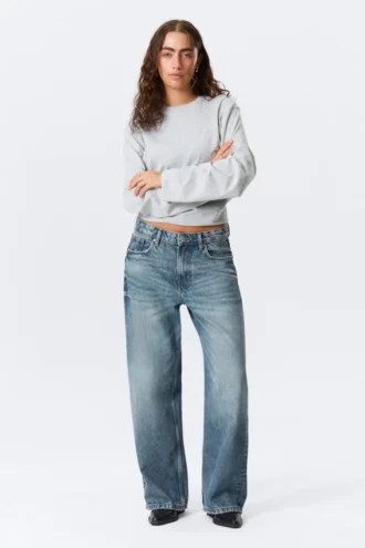 Missy Low Rise Loose Straight Jeans – Mountain Blue – Medium Blue