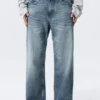 Missy Low Rise Loose Straight Jeans – Mountain Blue – Medium Blue