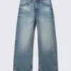 Missy Low Rise Loose Straight Jeans – Mountain Blue – Medium Blue