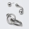Mixed Pierce Hoop Earrings – Silver