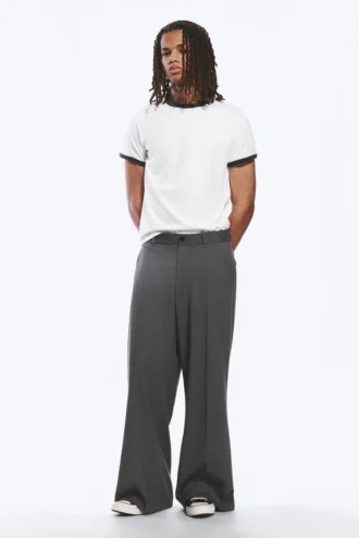 Moe Trousers Relaxed Fit Low Waist – Grey Melange